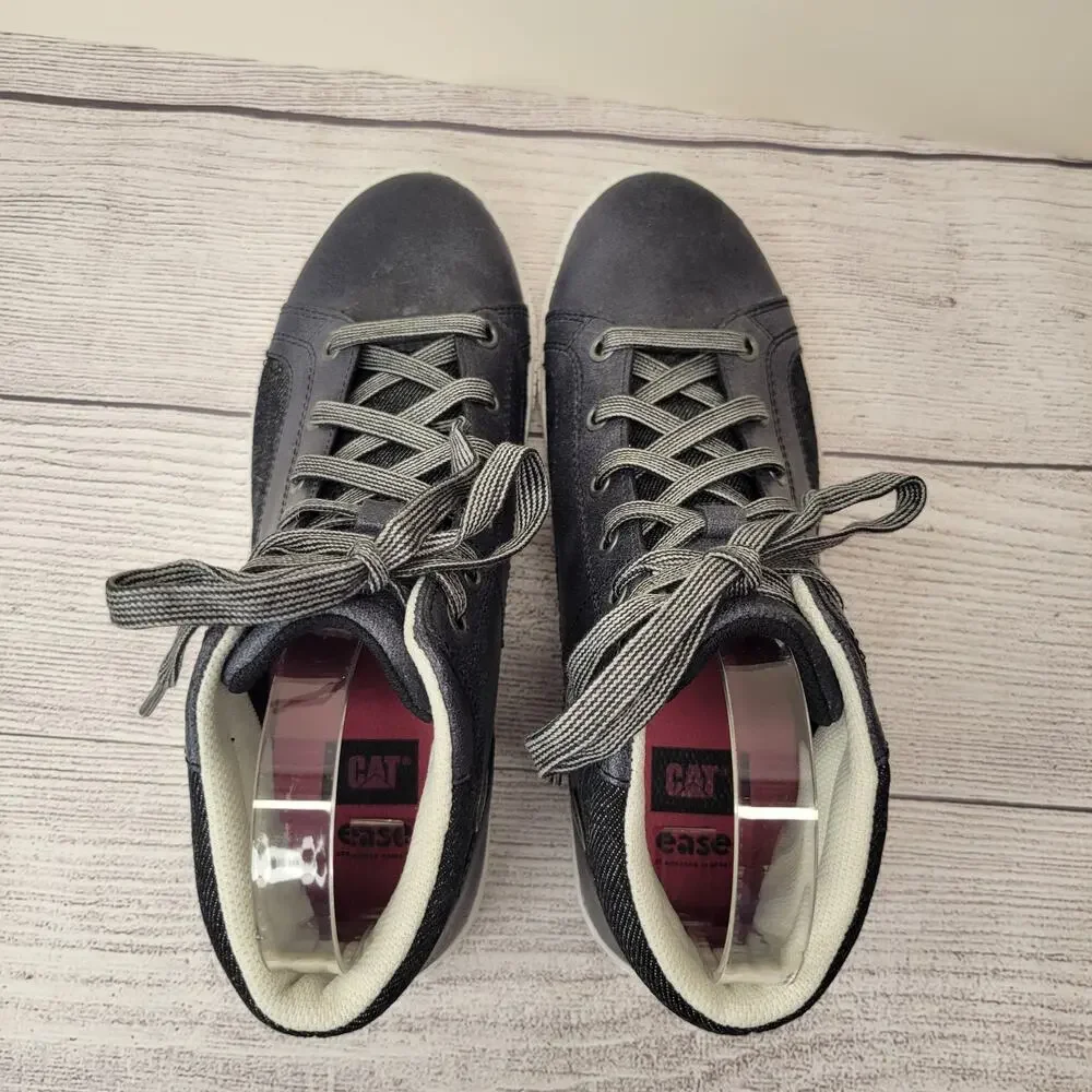 CAT Betamax Black Silver High Top Lace Up Sneaker, EUC, 7